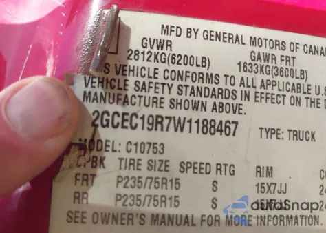 1998 Chevrolet C1500 Fleetside from USA, damaged, VIN 2GCEC19R7W1188467